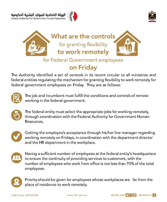 FAHR issue a circular regarding flexibility of Remote Working for Federal Government employees on Friday