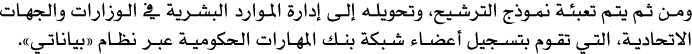 ومن ثم يتم تعبئة نموذج الترشيح، وتحويله إلى إدارة الموارد البشرية في الوزارات والجهات الاتحادية، التي تقوم بتسجيل أعض...