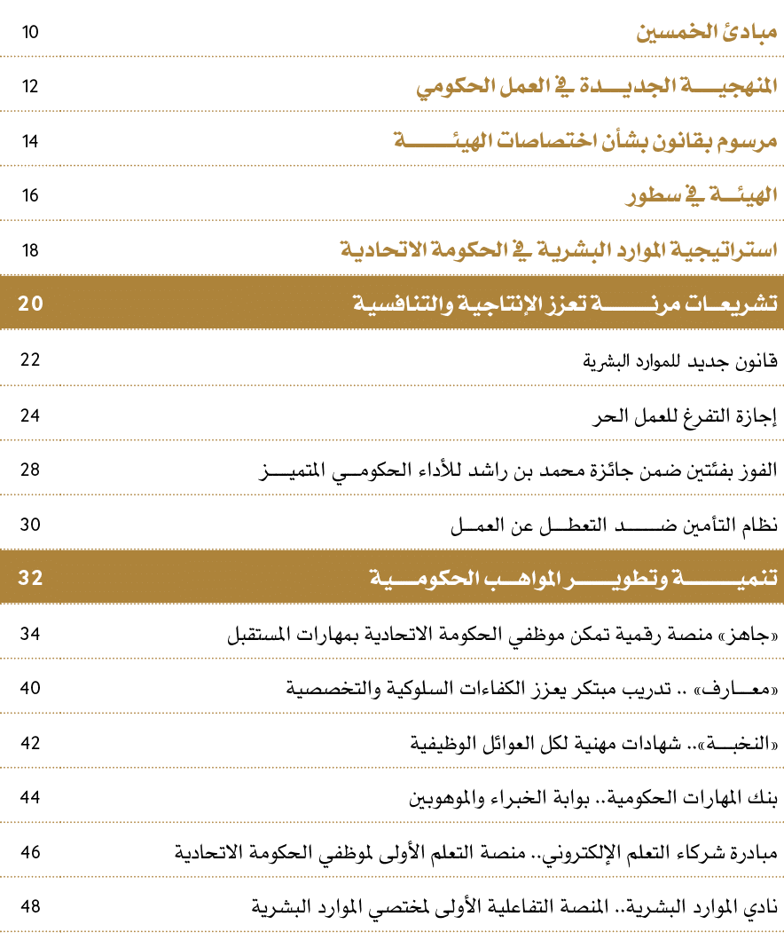مبادئ الخمسين,10,المنهجيــــــة الجديـــــدة في العمل الحكومي,12,مرسوم بقانون بشأن اختصاصات الهيئـــــــــــة,14,الهي...