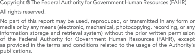 Copyright @ The Federal Authority for Government Human Resources (FAHR) All rights reserved. No part of this report m...