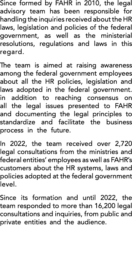 Since formed by FAHR in 2010, the legal advisory team has been responsible for handling the inquiries received about ...