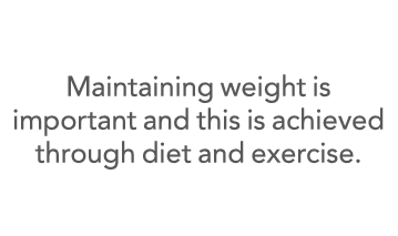  Maintaining weight is important and this is achieved through diet and exercise 