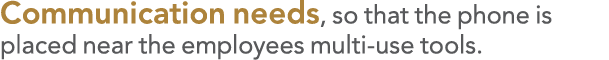 Communication needs, so that the phone is placed near the employees multi-use tools 