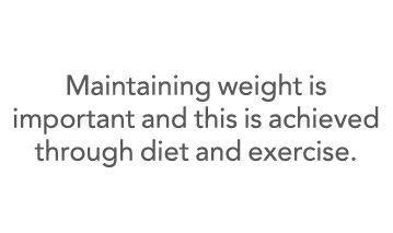  Maintaining weight is important and this is achieved through diet and exercise 