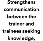 Strengthens communication between the trainer and trainees seeking knowledge,