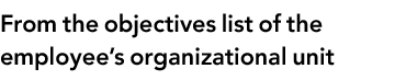 From the objectives list of the employee s organizational unit