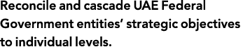 Reconcile and cascade UAE Federal Government entities  strategic objectives to individual levels  